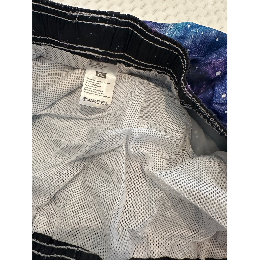 Mens Galaxy Nebula Print Swim Trunks Blue Purple Mesh Lined Shorts 2XL P1046 - Picture 3 of 6